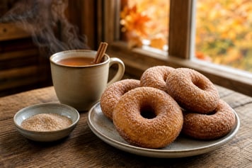 Autumn Donut Table with Ginger Sugar and Cider Cup
