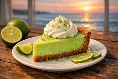 Key Lime Pie on Porcelain Plate with Ocean View-3