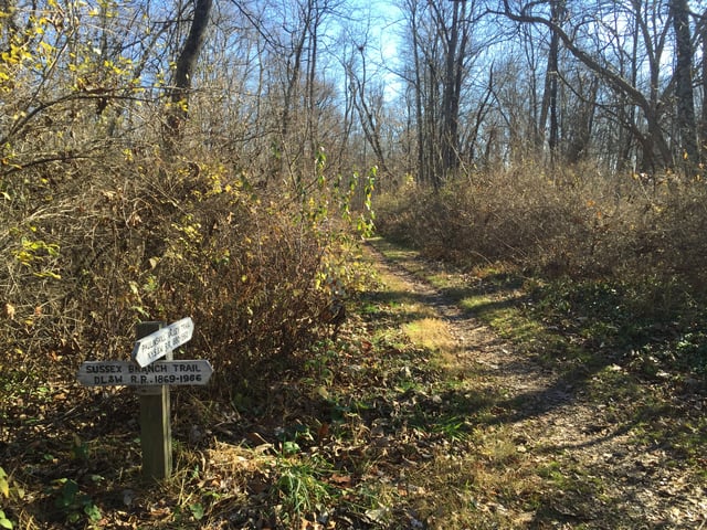 Paulinskill Valley Trail (27 miles) and the Sussex Branch Trail (20 miles) intersection