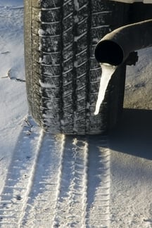 Tire, tread, and tailpipe with icicle