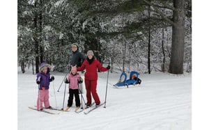 family skiing