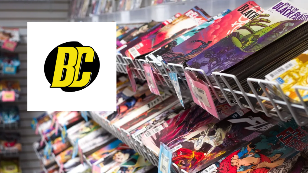 rack of comic books bobs logo
