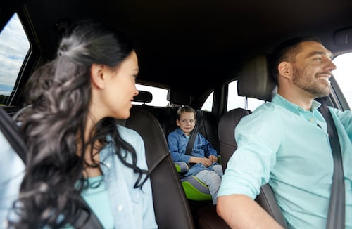 family in car