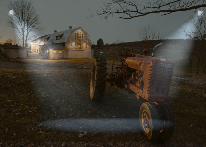 the farm at night