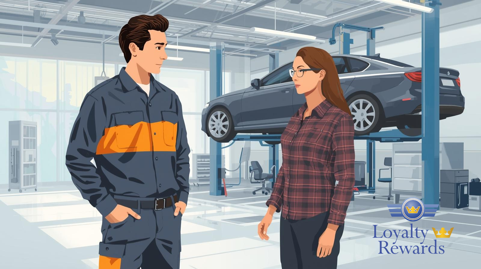 technician speaking to female customer