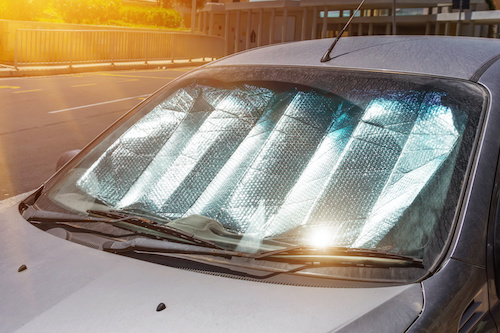 sun shade on dash of car