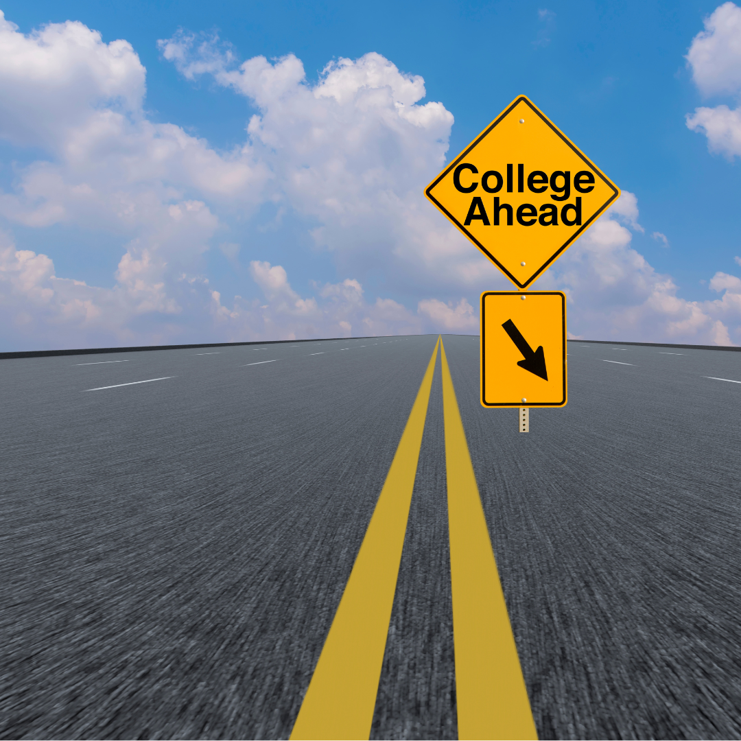 college ahead roadsign