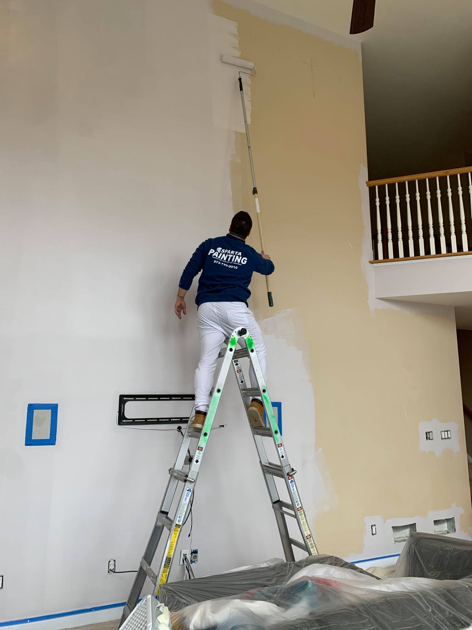 man painting on ladder