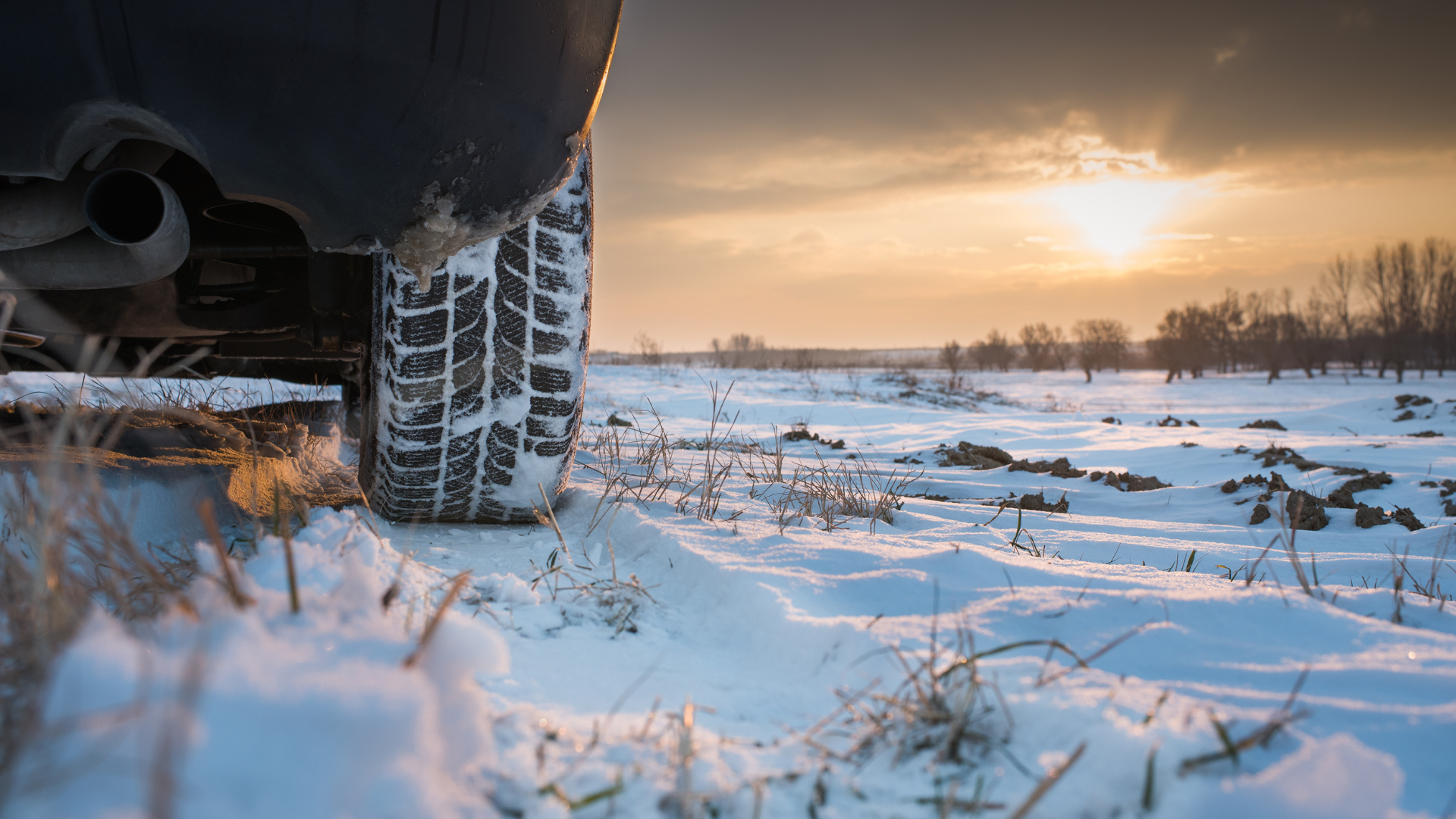 winter scene snow and tire